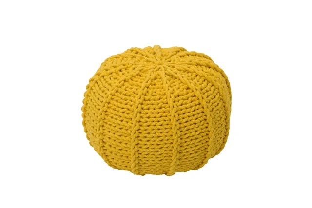 ハンドニッテッド コットン プフ02 マスタード 40cm 正面